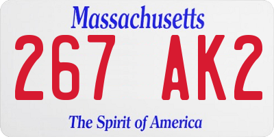MA license plate 267AK2