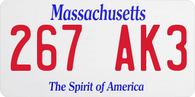 MA license plate 267AK3