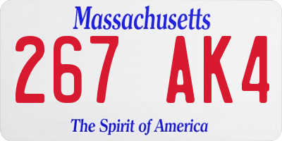 MA license plate 267AK4