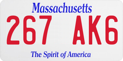 MA license plate 267AK6