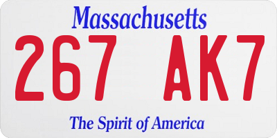 MA license plate 267AK7