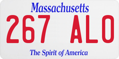 MA license plate 267AL0