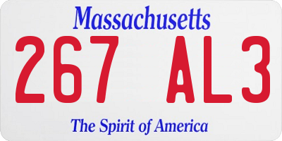 MA license plate 267AL3