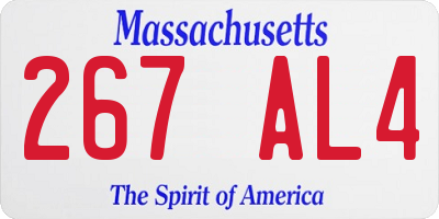 MA license plate 267AL4