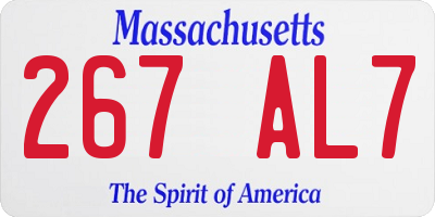 MA license plate 267AL7