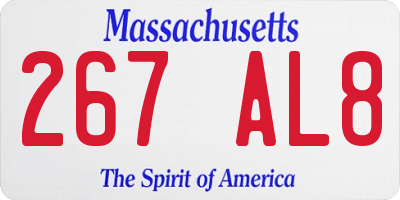 MA license plate 267AL8