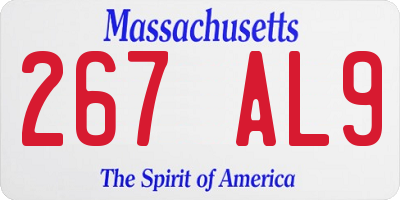 MA license plate 267AL9