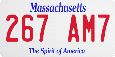 MA license plate 267AM7