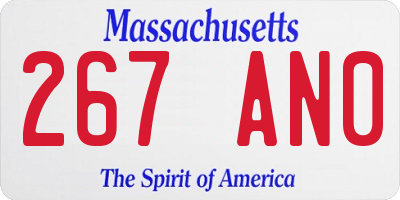 MA license plate 267AN0