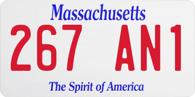 MA license plate 267AN1
