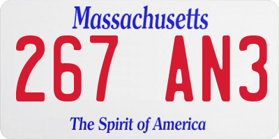 MA license plate 267AN3