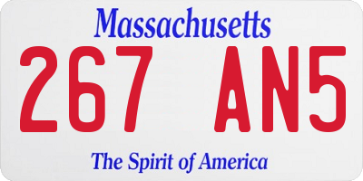 MA license plate 267AN5