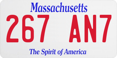 MA license plate 267AN7