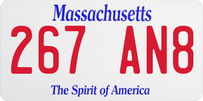 MA license plate 267AN8