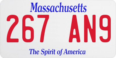 MA license plate 267AN9
