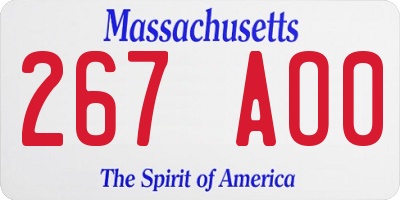 MA license plate 267AO0