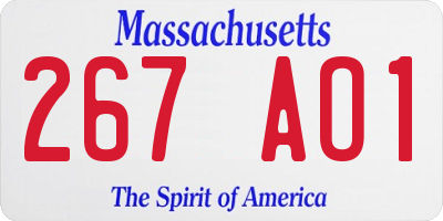 MA license plate 267AO1