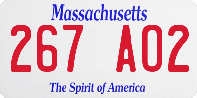 MA license plate 267AO2