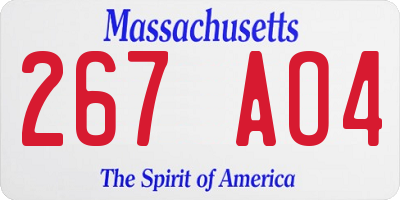 MA license plate 267AO4