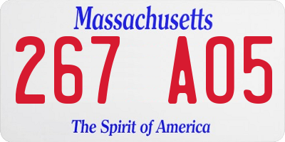 MA license plate 267AO5