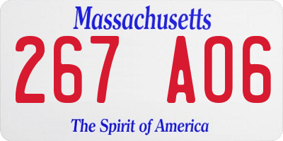 MA license plate 267AO6