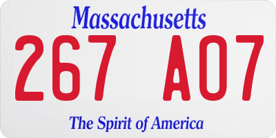 MA license plate 267AO7