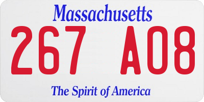MA license plate 267AO8