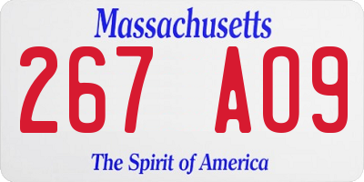 MA license plate 267AO9