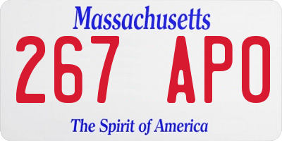 MA license plate 267AP0