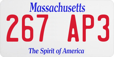 MA license plate 267AP3