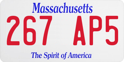 MA license plate 267AP5