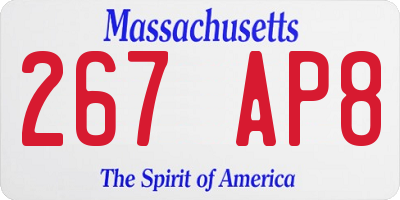 MA license plate 267AP8