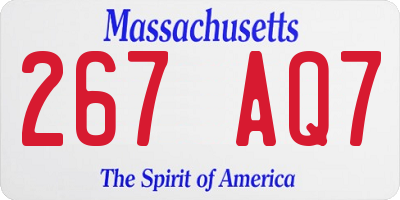 MA license plate 267AQ7