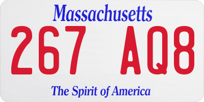 MA license plate 267AQ8