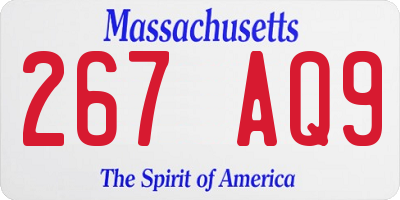 MA license plate 267AQ9