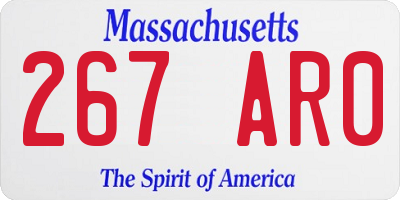 MA license plate 267AR0