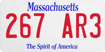 MA license plate 267AR3