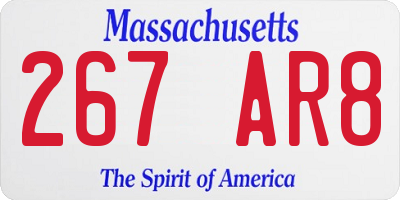 MA license plate 267AR8