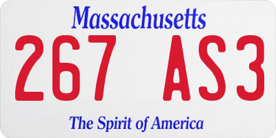 MA license plate 267AS3