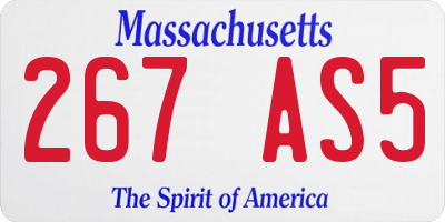 MA license plate 267AS5