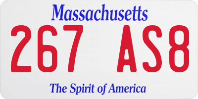 MA license plate 267AS8