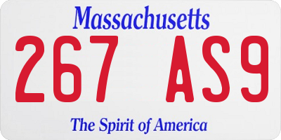 MA license plate 267AS9