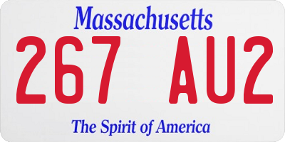 MA license plate 267AU2