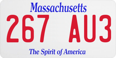 MA license plate 267AU3