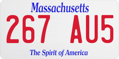 MA license plate 267AU5