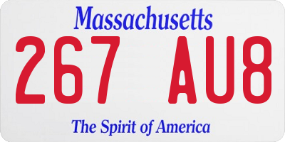 MA license plate 267AU8
