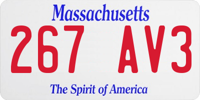 MA license plate 267AV3