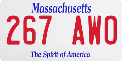 MA license plate 267AW0