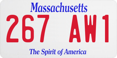 MA license plate 267AW1
