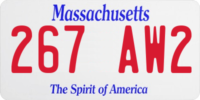 MA license plate 267AW2